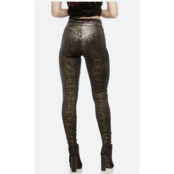 Spanx Velvet Shine Black Gold Shimmer Leggings, Size M - Picture 2 of 8